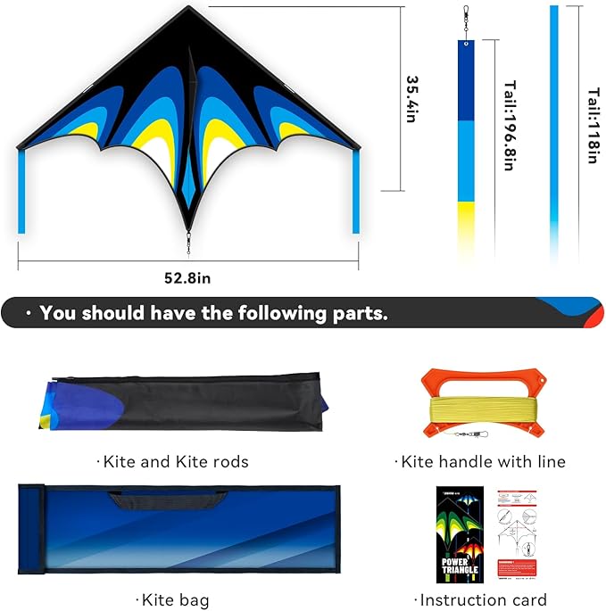 Kite, Large Delta Kites for Kids and Adults, Easy to Fly Rainbow Kites, Durable Multifunctional Beach Kite, Tangle-Free Flight Line, Durable