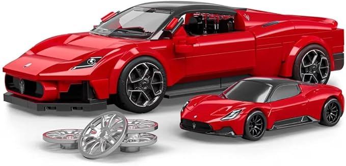 Hot Wheels 1/32 Maserati MC20 Building Kit, 250 Pieces, Includes 1/64 Mini Car, Hot Wheels Mattel Brick Shop