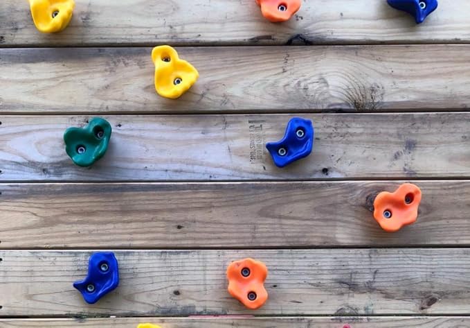 KINSPORY 15Pc Colourful Pig Nose Shape Children Rock Climbing Holds Indoor Outdoor Kids Playground Build - Mounting Hardware Kit Included