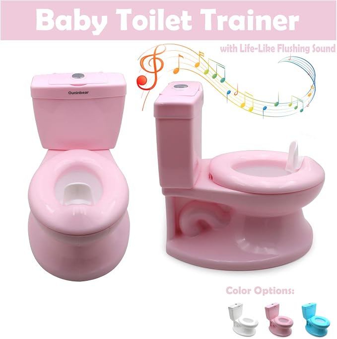 HTTMT- Classic Portable Pink Realistic Toddler Potty Training Toilet w/Flushing Sound Baby Chair Seat Kid [P/N: ET-BABY004-PINK]