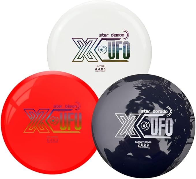 X-UFO Disc Golf Set - Disc Golf Starter Set, Includes 1 Putter, 1 Driver, and 1 midrange disc, Weighing 170-178 Grams. Suitable for Beginners and Professional disc Golf tournaments