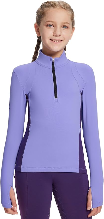 baleaf Girls Long Sleeve Shirts Fleece Jacket Fall Half Zip Pullover Kids Sweatshirts Athletic Thermal Coat