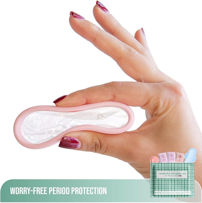 Menstrual Disc Kit with Pad - 5 Pack | Convenience on the Go | Period Kit Pack for Travelling Out of the House | Covers All Flows | Individually Wrapped Feminine Hygiene Care Products (Green Plaid)