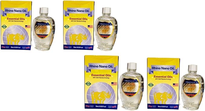 2 Packs - Rhino Nano Essential Oil - Bon Chai Dau Con Te Giac Cong Nghe Nano - 10 mL per Bottle X 4 Bottles per Order - Made in U.S.A.