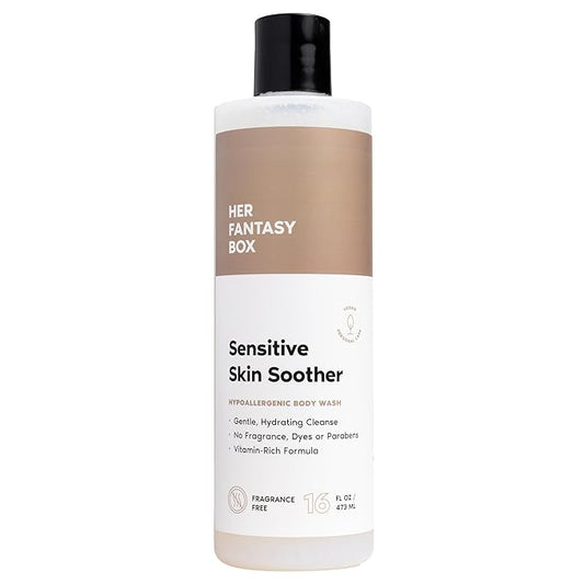 Her Fantasy Box | Sensitive Skin Soother Gentle Body Wash – Fragrance-Free Probiotic Cleanser with Chamomile, pH Balanced, Vegan & Cruelty Free, 16 oz