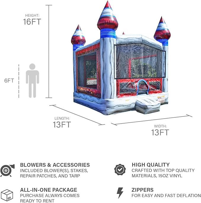 JumpOrange Titanium Commercial Grade Bounce House 13x13 for Kids and Adults (with Blower), Basketball Hoop, Outdoor Indoor, Bouncer Jumper, Birthday Party, Rental Grade, Big Inflatable