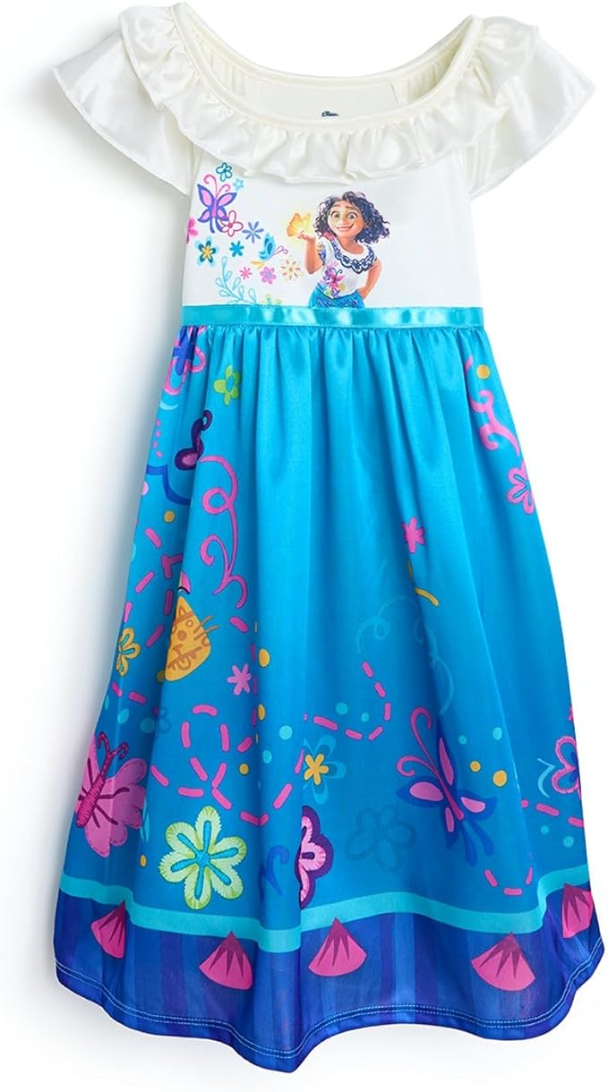 Disney Girls' Princess Dress Nightgown, Fantasy Gown, Soft & Cute Pajamas for Kids