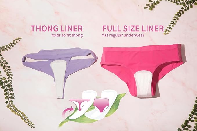 Organyc 100% Certified Organic Cotton Inside and Out 2 in 1 Panty Liners for Women Fits Thong or Regular Underwear, Light Flow, 20 Count, 6 Packs (6)