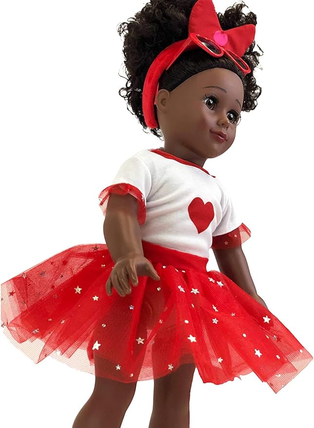 Playtime by Eimmie 18 Inch Doll Clothes and Accessories, Valentine's Day Outfit with Red Tutu Dress & Matching Headband, Clothing Sets & Stuff - Fits American, Generation & Similar 18” Dolls for Girls