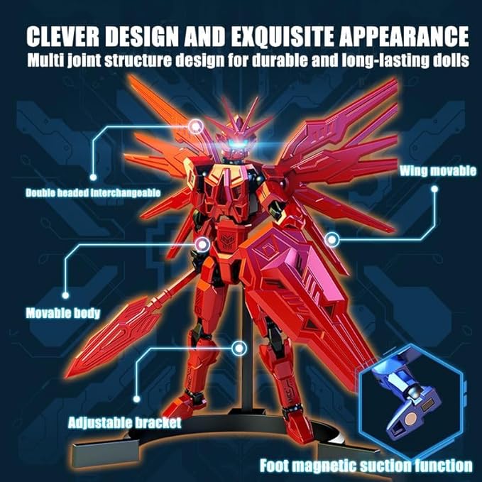 T13 Action Figure 2-Pack Set, Titan 13 Robot 3D Printed Already Assembled Collectible Toy with Dummy 13 Figure for 6 7 8 9 10 11 12 Years old Kids Gift, Titan13 & T-13 Model Kit for Kids & Adults