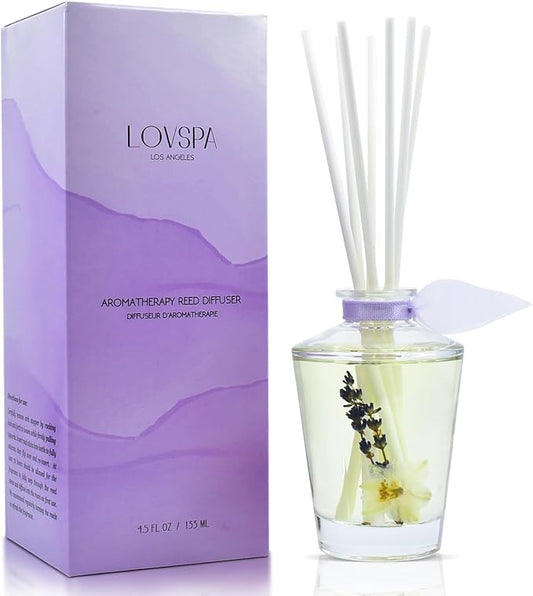 Reed Diffuser Set, Sleep Lavender Vanilla Scented Oil Diffuser with Sticks, Home Fragrance Accessories for Bathroom Shelf Decor, Aroma Diffusers for Home or Office Desk, USA Made