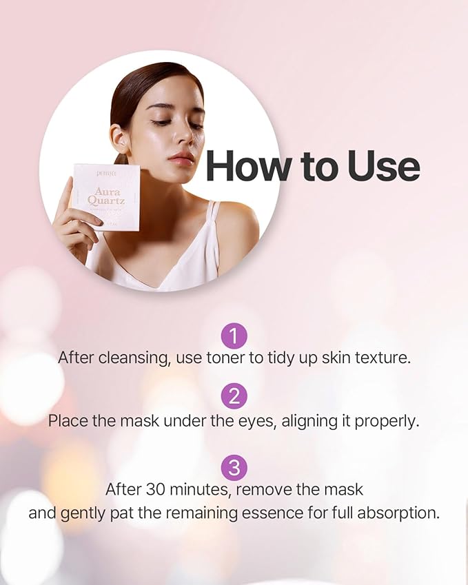 Petitfee Aura Quartz Eye Mask Pure Opal 40 pcs (20 pairs) - Rejuvenating Hydrogel Eye Patch for Puffy Eye Bags, Cooling, Depuffing, Under Eye Elasticity, Reduces Fine Lines for Firming Eye Area