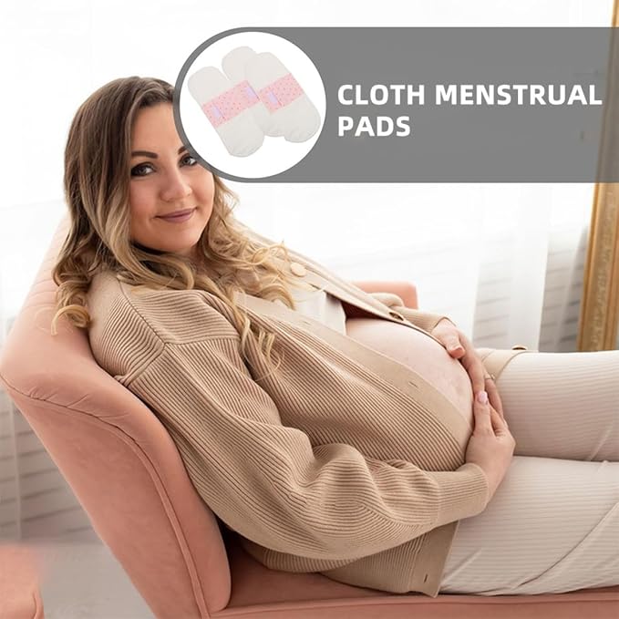 Reusable Cotton Menstrual Pads 4pcs Washable Panty Liners Soft Breathable Cloth Liners for Pregnancy Postpartum 21cm Waterproof Sanitary Napkin Underwear Pads