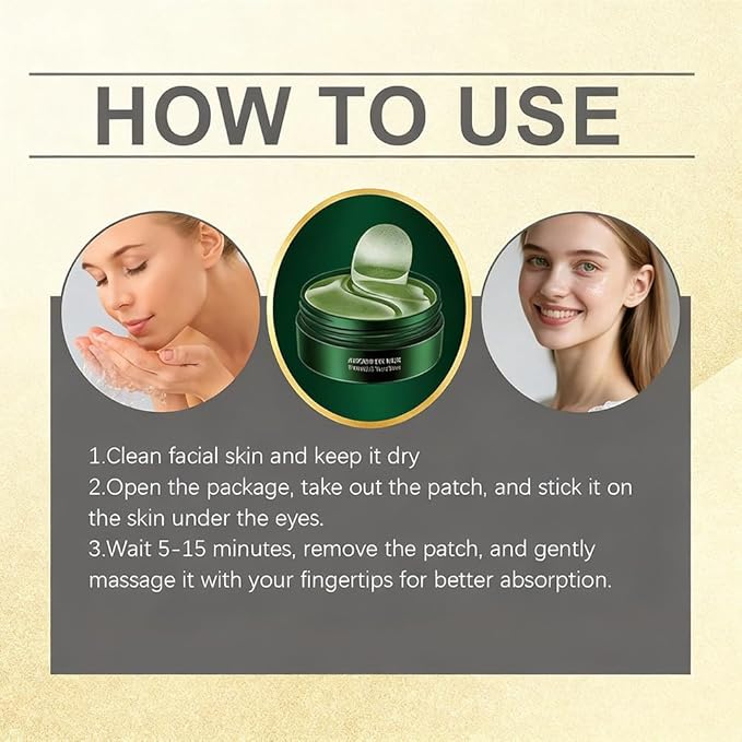 Avocado Eye Mask, Moisturizing Eye Bag Mask, Under Eye Patches for Dark Circles and Puffiness, Fine Lines and Wrinkles, Improving Eye Skin Dryness (120PCS Avocado Eye Patches Collagen Eye Mask)