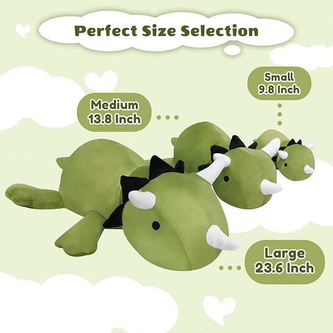 Weighted Dinosaur Stuffed Animals, Cute Weighted Dino Plush, Soft Stuffed Weighted Plushie Pillow Gifts for Girls Boys(23.6" 3.1Lbs)