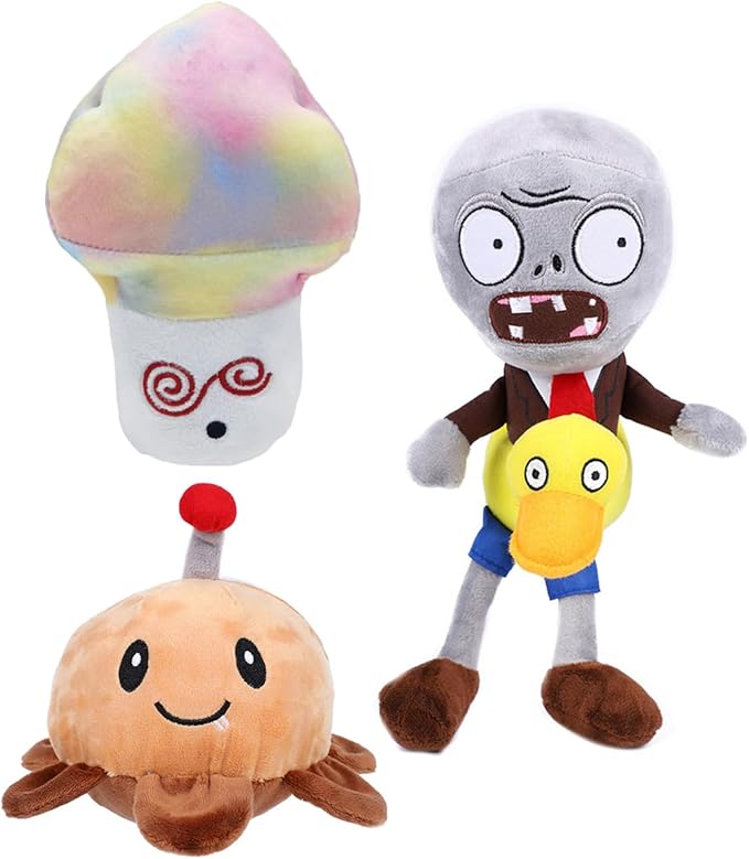 JHESAO 3 PCS Plants and Zombies Plush Duck Zombies Toys Potato Mine PVZ Plushies1 2 Stuffed Soft Doll Colorful Mushroom Plush Toy New