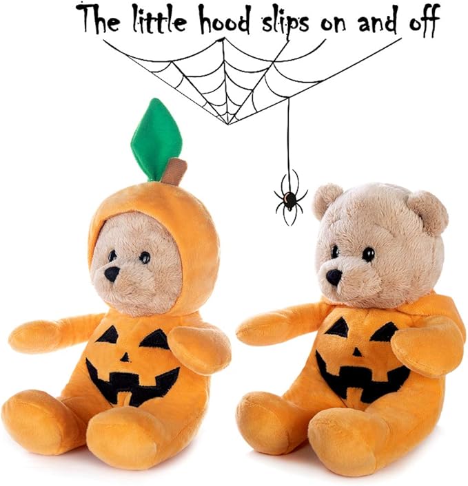 My OLi 9" Pumpkin Wizard Stuffed Animal Plush - Witch & Pumpkin Plush Toy with Flip-Top Hat - Cute Teddy Bear for Kids, Babies & Toddlers