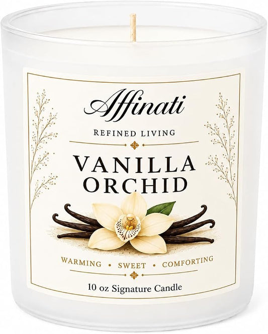 Affinati Vanilla Orchid 10 oz Scented Candle – Long Lasting Luxury Soy Blend Candle for Home, Strong Scent Throw Elegant Sweet Floral Aromatherapy Candle, Premium Clean Burning Gift for Women