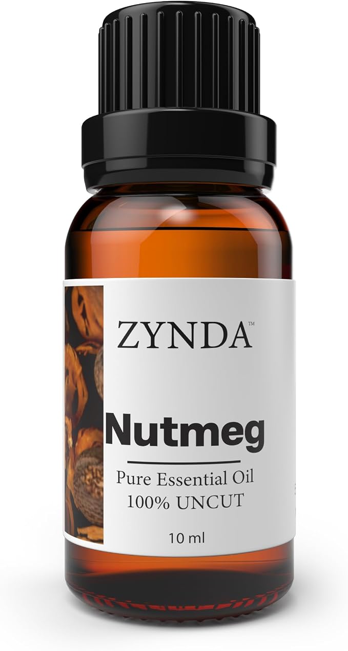 Nutmeg Essential Oil – 100% Pure & Natural Aromatherapy Oils | Warm & Spicy Comforting Body Oils | Organic Nutmeg Oil for Massage, Relaxation & Invigorating Wellness – 10ml