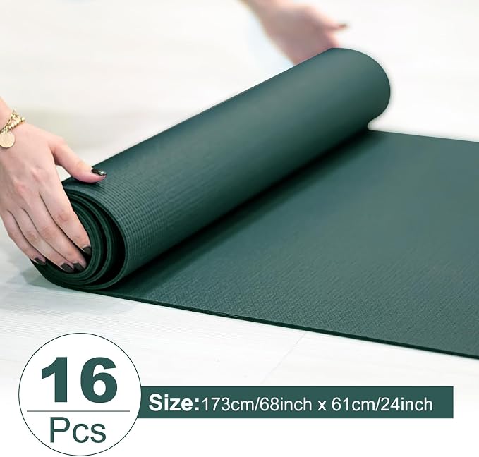 3 mm Thin Yoga Mats Bulk, Lightweight PVC Exercise Mats Non Slip Workout Fitness Pads for Yoga Pilates Stretching Classes Gym Home Studio, Easy to Clean
