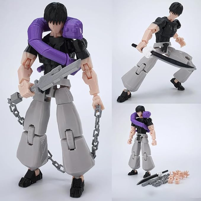 JJK Figure Gojos Action Figure Fushiguro Toji 3D Printed Figurine, Movable Joints Interchangeable Prats, Mini Anime JJK Statue Collectible