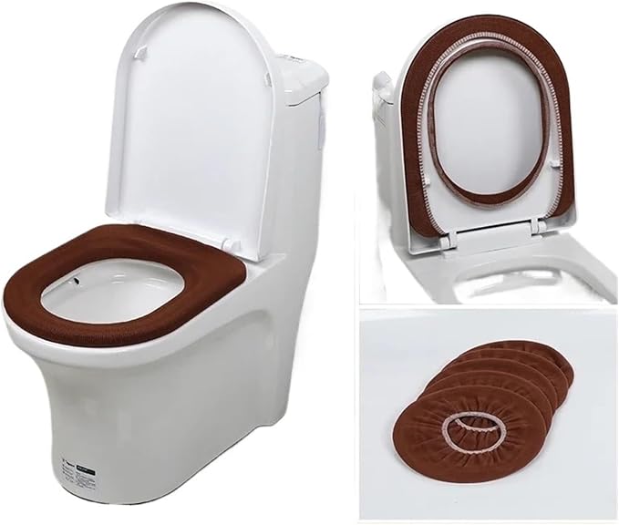 Toilet Seat Cover 3pcs Warm Soft Washable Toilet Seat Cover Mat for Home Decor Closestool Mat Seat Case Toilet Lid Cover(Coffee)