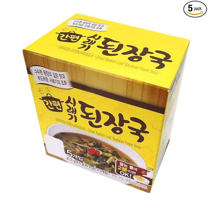 Korean Soybean Paste Soup with Radish Leaf 된장국 1 Pack, Dried Instant Block Soup