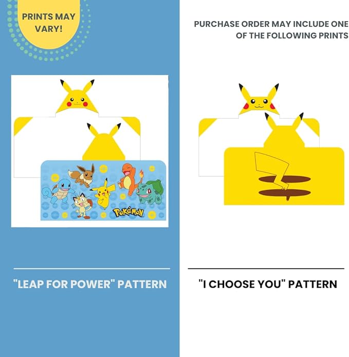 Pokemon Pikachu Bath and Beach Soft Cotton Terry Hooded Towel Wrap, 24" x 50", (Officially Licensed Product) by Franco