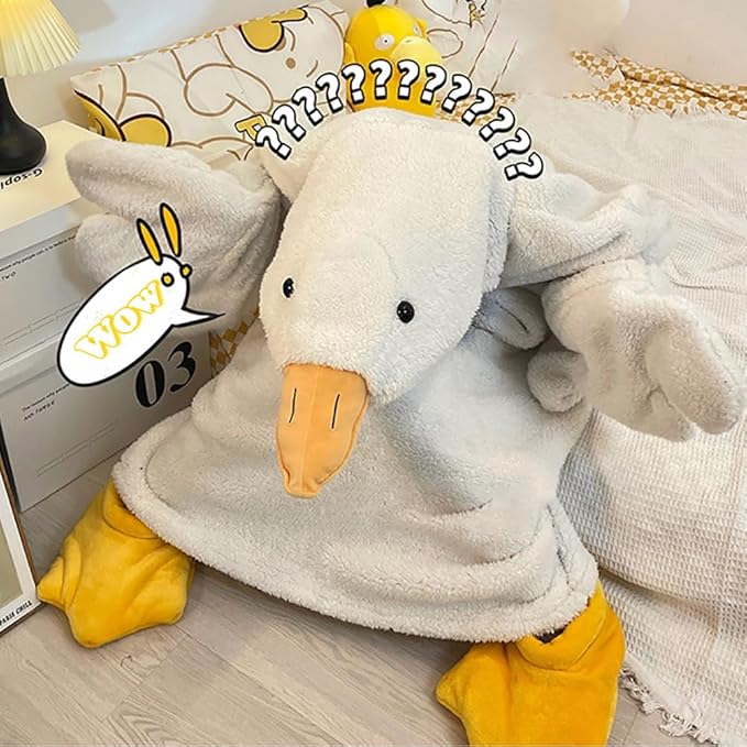 Goose Blanket Hoodie Onesie Adult & Kid,Oversized Warm Duck Wearable Hoodie Blanket with Sleeves,Cozy Sleeping Bag