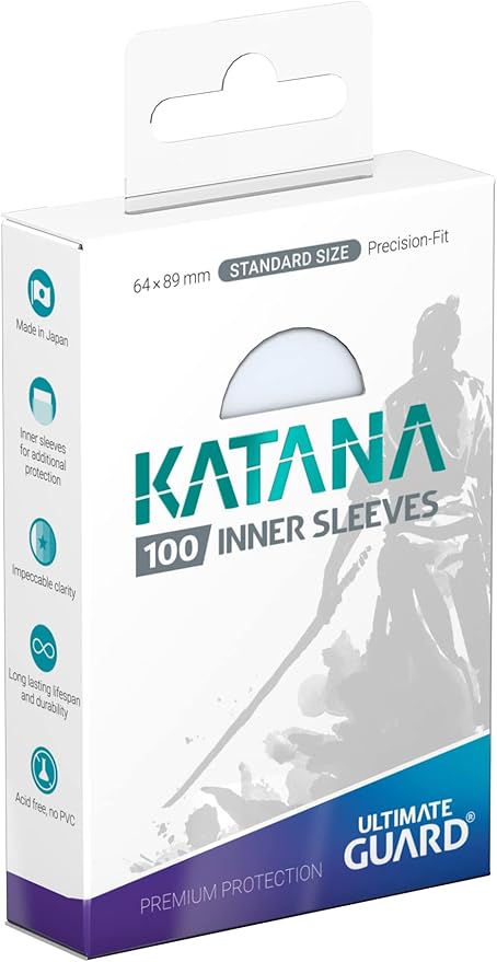 Ultimate Guard Katana Inner Card Sleeves, 100 Standard Size TCG Sleeves, 64 x 89mm, Clear, Tournament Sleeves, No PVC & Acid-Free, Optimal Double-Sleeving