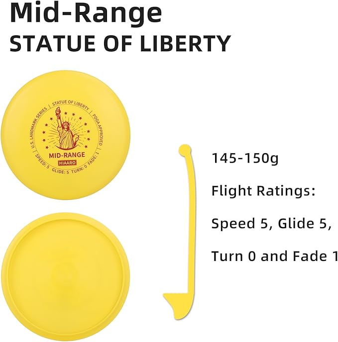 Disc Golf Starter Discs Set | U.S. Landmark Series | 150 Class, 145-150g | PDGA Approved | Include 2*Driver 2*Mid-Range 2*Putter 1*Mini Marker