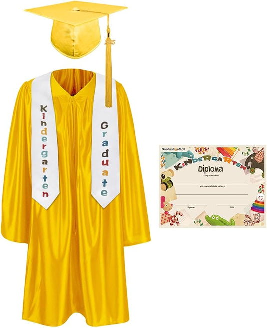 GraduationMall Kindergarten Graduation Cap Gown Stole Package with 2025 Tassel, Certificate
