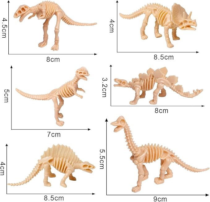 UPINS 30 Pack Dinosaur Fossil Skeletons 3.7 Inch Assorted Dinosaur Skeleton Toy Figures Dino Bones Educational Gift for Science Play Dino Sand Dig Party Favor Decorations