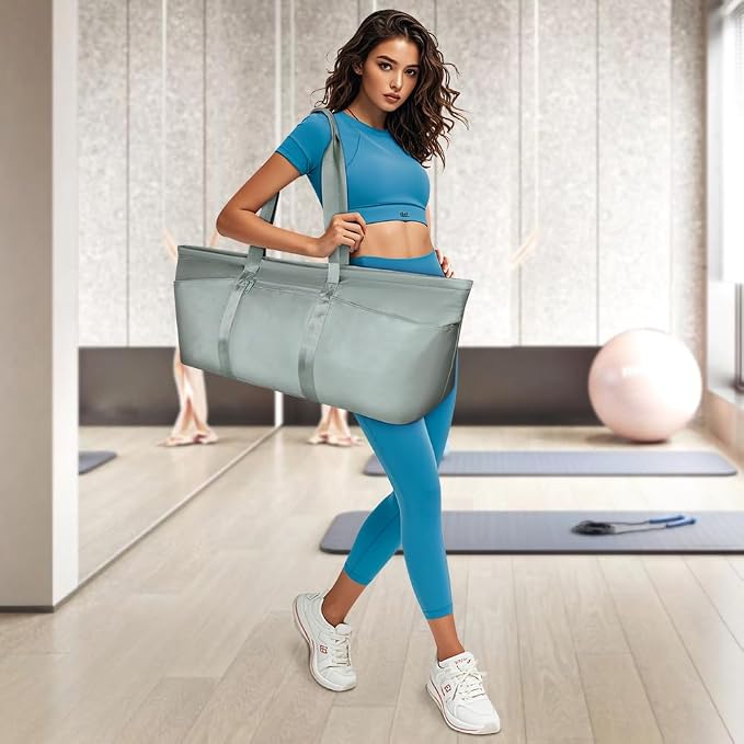 Aucuu Large Yoga Mat Bag, Yoga Mat Tote Carrier for Women Men, with Yoga Mat Holder Strap, Bottle Pocket and Wet Compartment