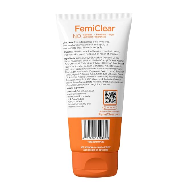 FemiClear Daily Balancing Feminine Wash, Soothing & Cleansing, 6 fl oz | Gynecologist Tested Intimate Wash For Itching, Irritated Skin & Odor, pH-Balanced, Natural & Organic Ingredients