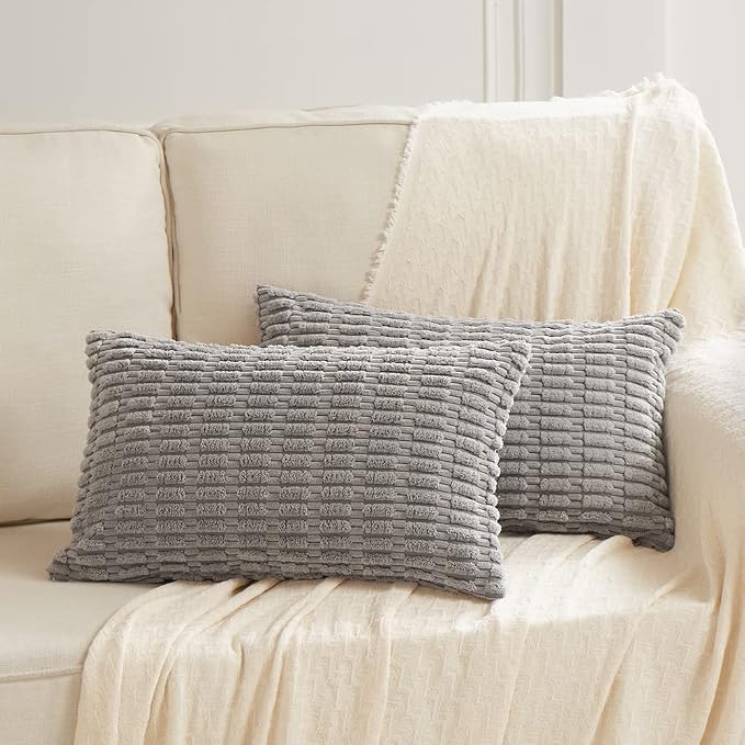 Fancy Homi 4 Packs Decorative Throw Pillow Covers for Living Room Couch Bed, Modern Farmhouse Boho Home Décor Accent Cushion Case, 20" x 12", Gray
