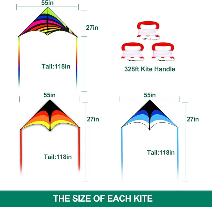 Mint's Colorful Life Delta Kite for Kids & Adults, Extremely Easy to Fly Kite for Beach Trip, Best Kites for Beginners, 300ft String Handle Included