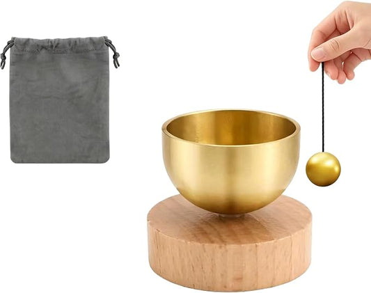 Mini Singing Bowl Set,Portable Brass Meditation Sound Bowl for Yoga,Chakra Healing,Stress Relief & Mindfulness,Self Regulation Tools,Handheld Singing Bowl,Unique Spiritual Gift for Women and Men