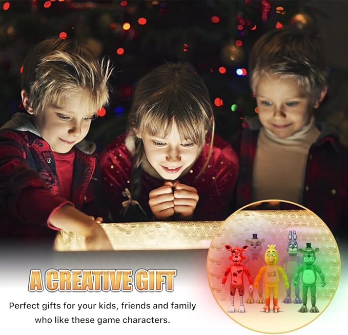 Action Figures Set, 5 Pcs Action Figures Toys, 5.5 Inches Movable Joints Collectible Toys Set with Light for Toys Dolls Gifts Cake Toppers