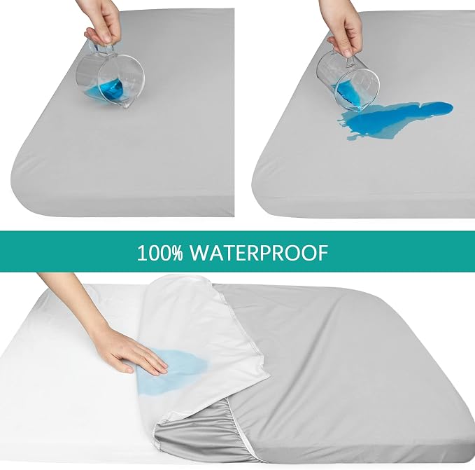 Waterproof Bassinet Sheets Fit for Halo, Dream on Me, Ingenuity, Fisher Price, Delta, Graco and Other Oval Bassinet Mattress, 2 Pack, Ultra Soft Microfiber Sheets, Grey