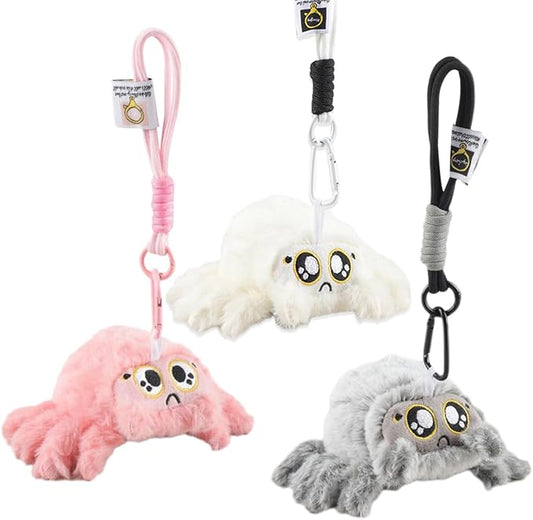 Spider Plush, 6.7 inch Cute Jumping Spider Stuffed Animal Toy Plushies (3pcs Keychain)