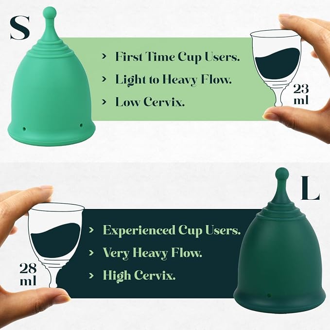 SHORDY Menstrual Cup Beginners Kit, Menstrual Cup PH Balanced Gel Cleaner Wash, Collapsible Sterilizer Cup and Silicone Period Cups (Small & Large), an Alternative to Tampons, Pads and Disc for Women