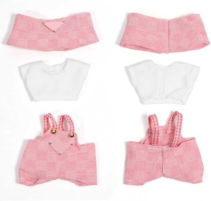 AICase for 17cm Doll Clothes/Outfit,Clothes Set for 17cm Doll,3 Piece Set Hat Clothing,Boys and Girls Stylish Adorable Dolls Clothes Accessories_Pink