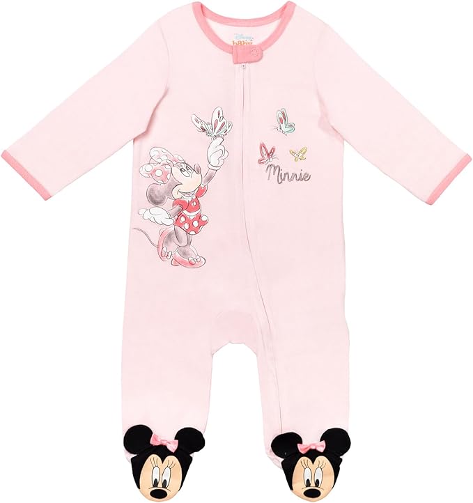 Disney Baby Girls 2 Pack Zip Up Sleep N' Plays Newborn to Infant Sizes (Newborn - 24 Months)
