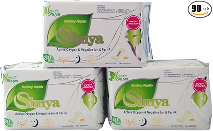 SHUYA Soft Cotton Pantilners for Women Wingless, Patented Active Oxygen and Anion Strip, Mint Herbal Scented, Size155mm -90Count(Pack of 3)