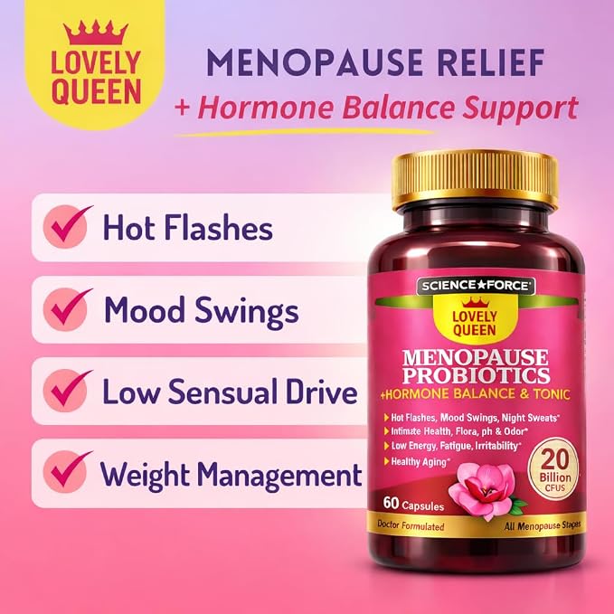Lovely Menopause Supplement + Hormone Balance + Weight Management, Hot Flashes, Mood Swings, Vaginal Health & Dryness | Black Cohosh, Dong Quai, Ashwagandha + Probiotics, Woman Supplement, 60 ct