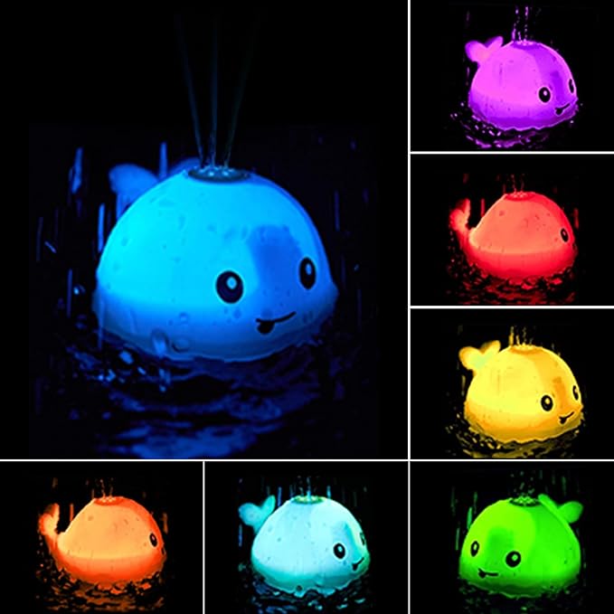 ZHENDUO Rechargeable Light Up Bath Toys, Spray Water Bathtub Toys for Toddlers & Kids, Pool & Bathroom Toy - Baby Toys