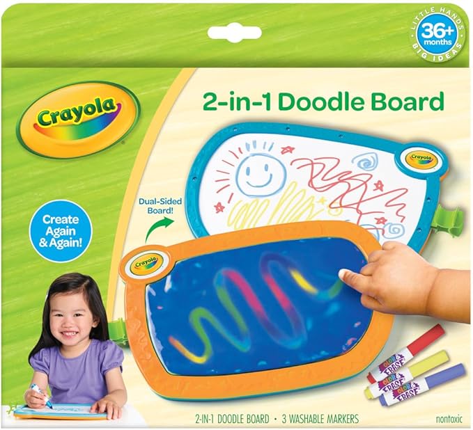 Crayola 2-in-1 Doodle Board for Toddlers, Squishy & Erasable Drawing Tablet, Educational Toddler Toy, Travel Activity, Sketching Pad, Gift for Kids