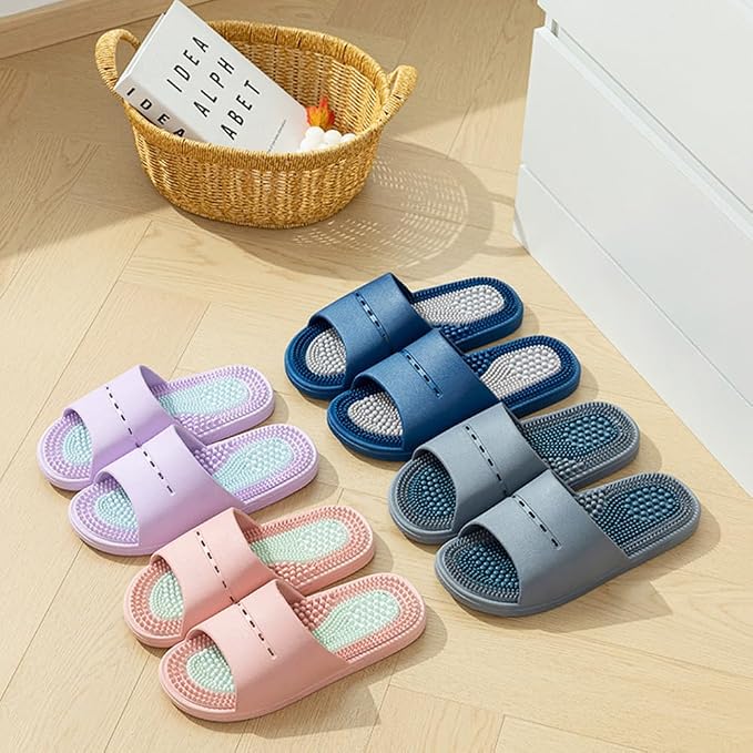 Acupressure Massage Slippers Acupressure Foot Massager Shoes Reflexology Sandals Gift for Men Women Reduce Feet Neuropathy Pain Relief and Tension (Light Purple,US Women 5-6/men 3.5-4.5)