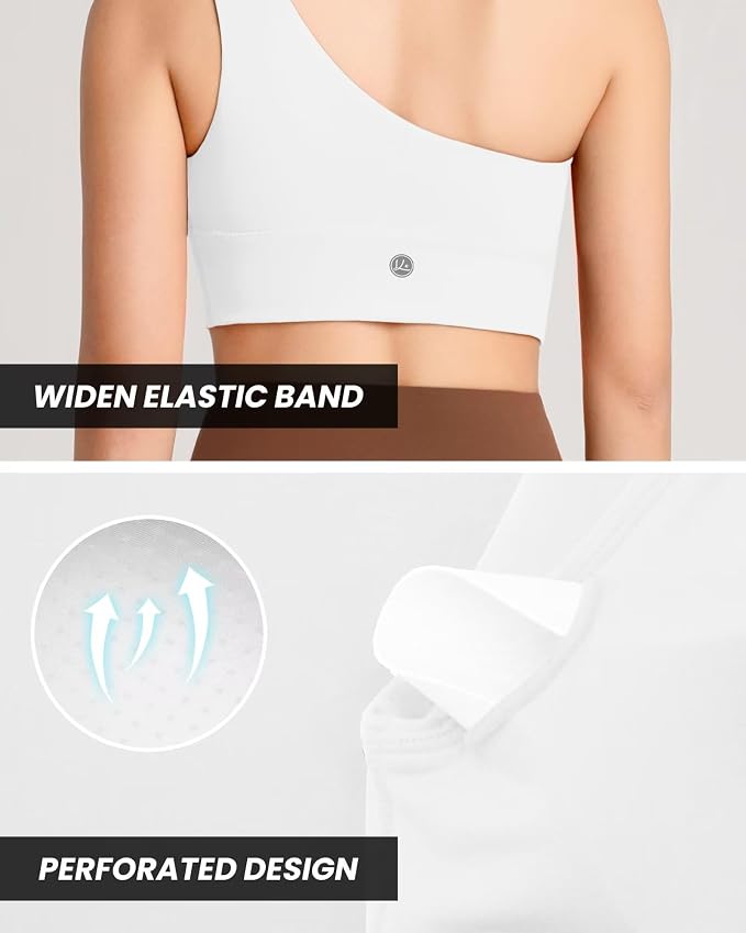 Queenie Ke Womens One Shoulder Sports Bra Left Side Strap Yoga Bras Gym Training Workout Crop Tops